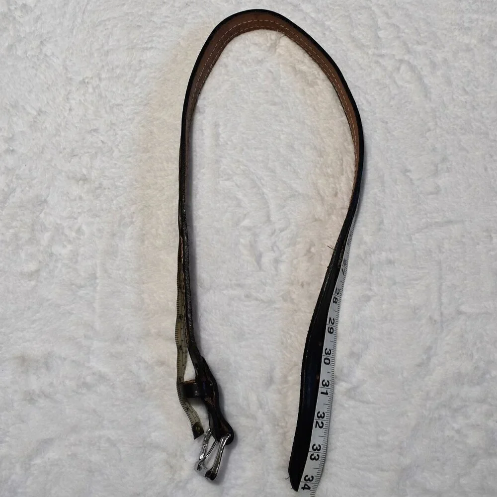Western Black Leather Belt Sz 28 / 34 Aztec Rodeo Boho Cowboy Artisan